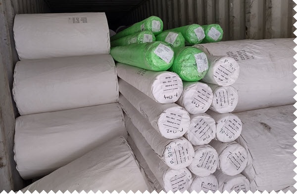 Fabric rolls in warehouse